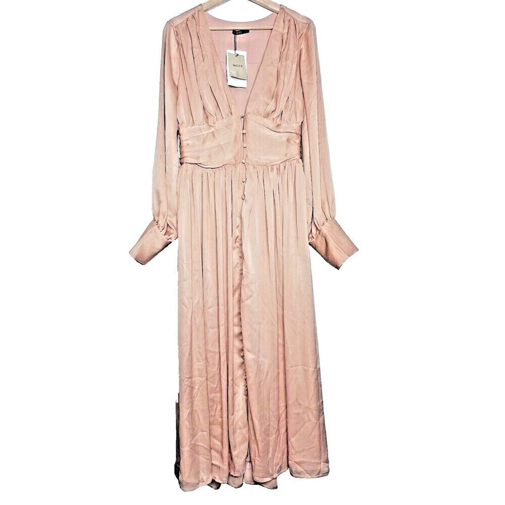 Maxi Dress Modern Ball Women Gowns Gold Casual Romantic Chic Flowy Moft L. — image 6 of 8